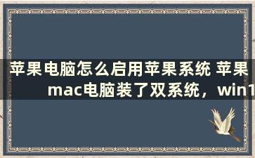 苹果电脑怎么启用苹果系统 苹果mac电脑装了双系统，win10，蓝牙鼠标用不了怎么办